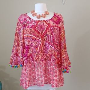 Cupio - Boho tasseled top Size XL
